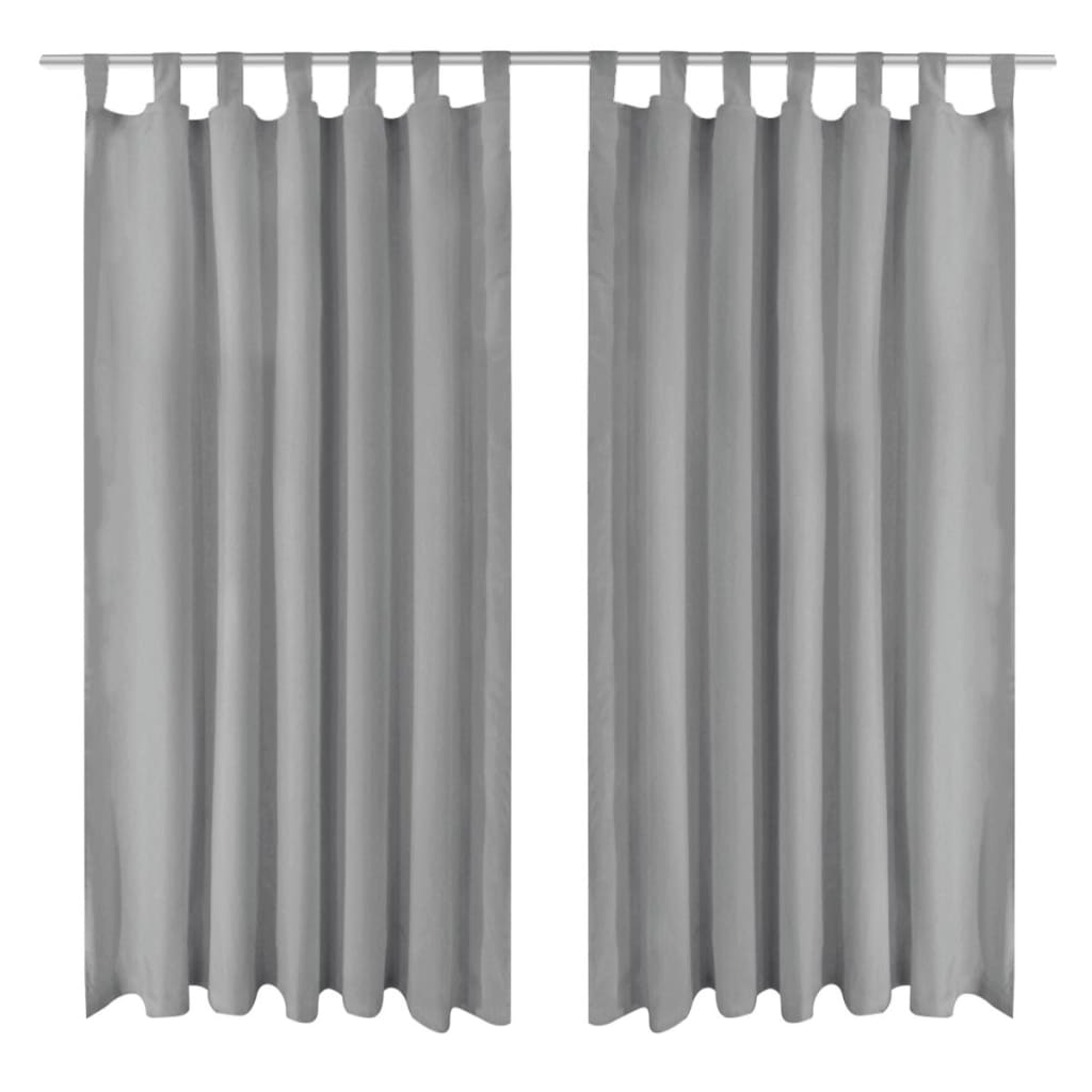 Cortinas de micro-satina Vidaxl con bucles 140x175 cm Gray 2 PCS