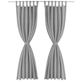 Cortinas de micro-satina Vidaxl con bucles 140x245 cm gris 2 sts