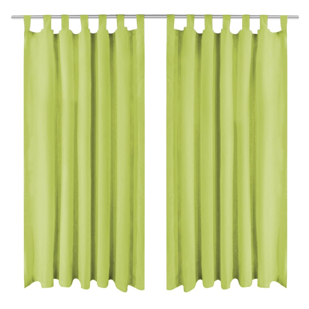 Cortinas de micro-satina Vidaxl con bucles 140x225 cm verde 2 sts