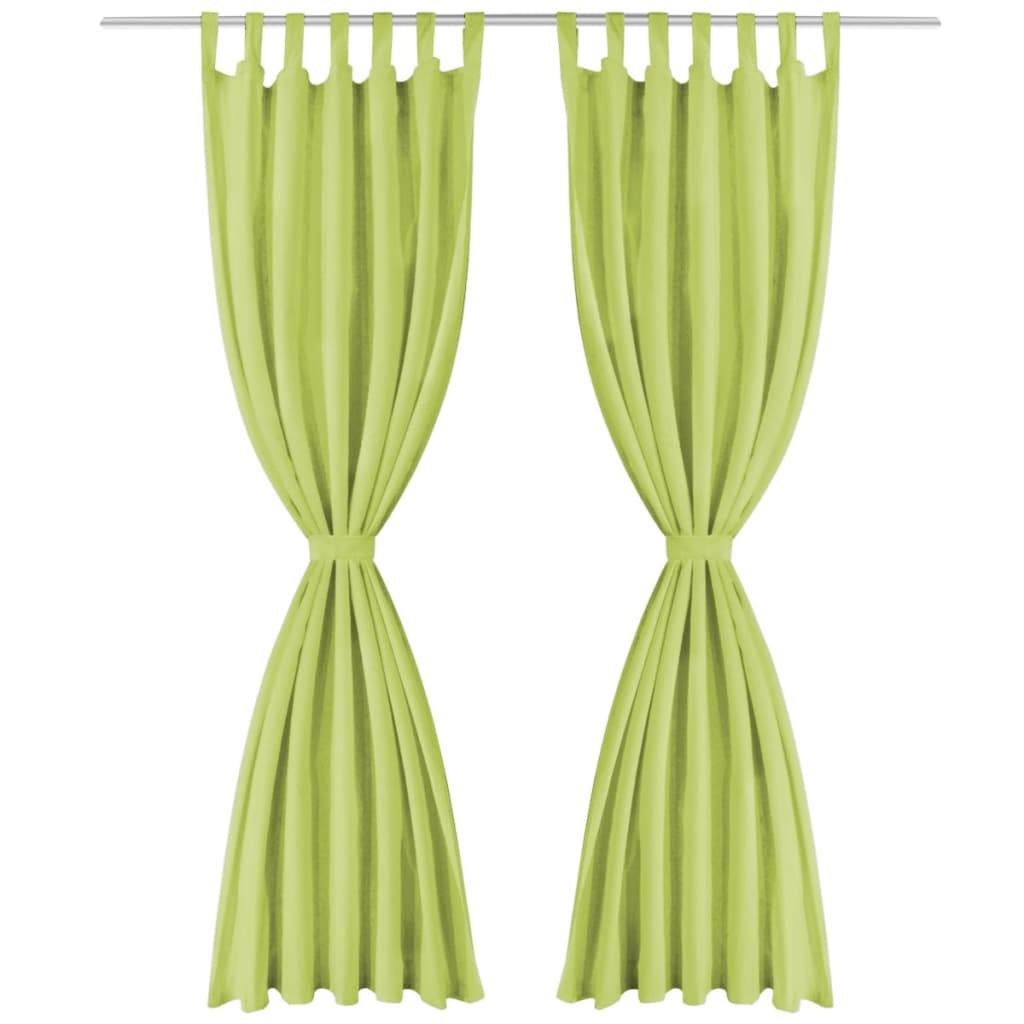 Cortinas de micro-satina Vidaxl con bucles 140x225 cm verde 2 sts