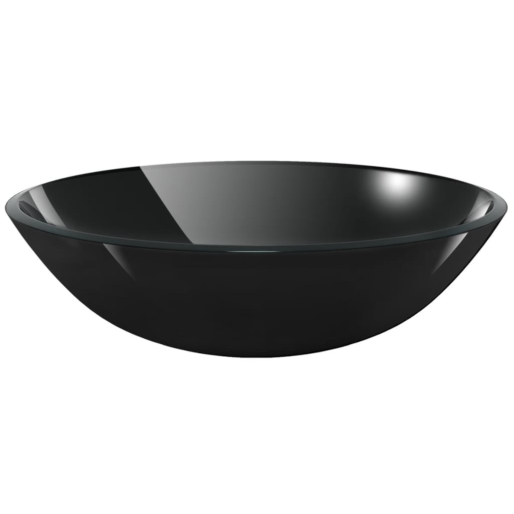 Vidaxl Washbasin hardened glass 42 cm Black