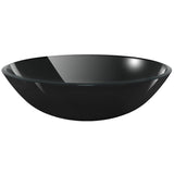 Vidaxl Washbasin hardened glass 42 cm Black