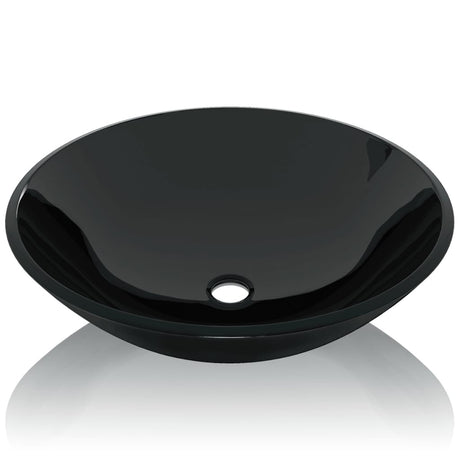 Vidaxl wasbak gehard glas 42 cm zwart
