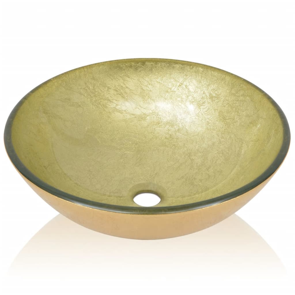 Vidaxl Washbasin Glass indurito da 42 cm oro