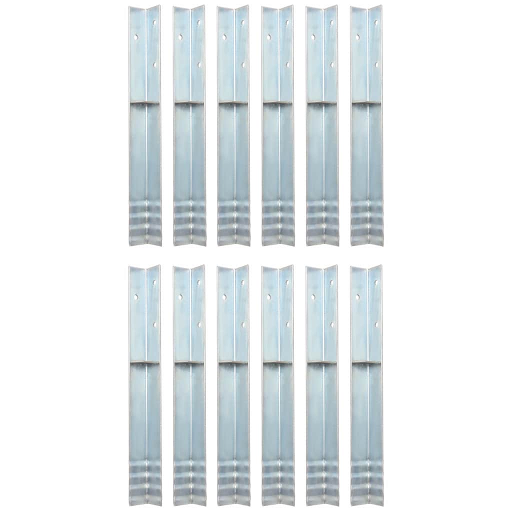 Vidaxl grondanker l-vormig 5x5x50 cm gegalvaniseerd staal 12 st