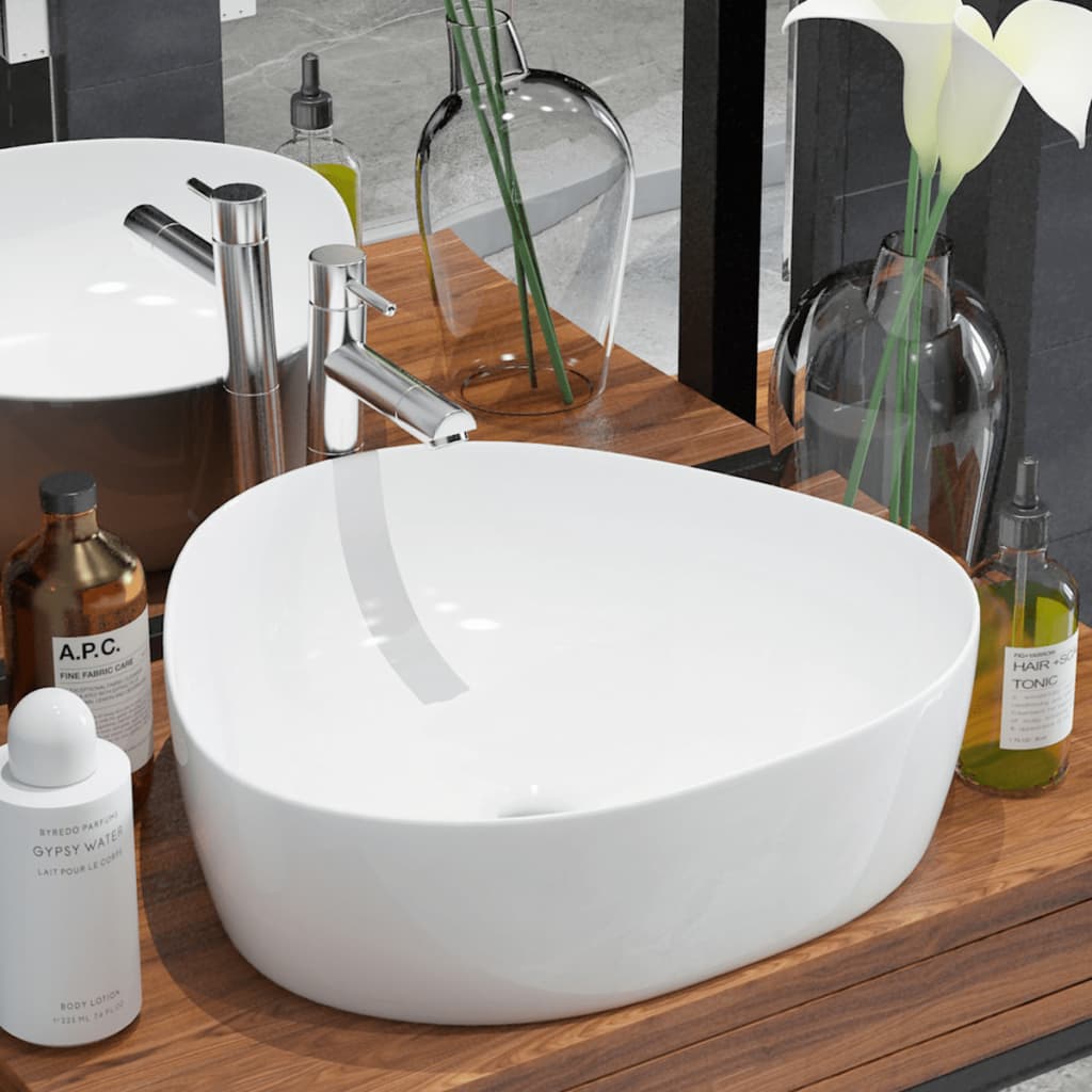 Trikotna bela vidaxl Washbasin 50,5x41x12 cm keramika