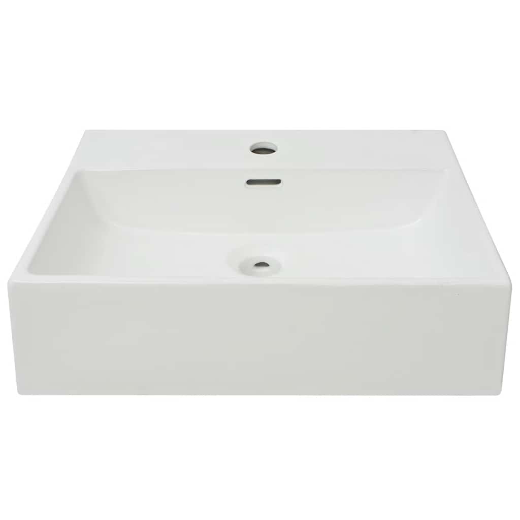 Vidaxl wastafel met kraangat wit 51,5x38,5x15 cm keramiek
