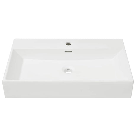 Vidaxl wastafel met kraangat wit 76x42,5x14,5 cm kermiek