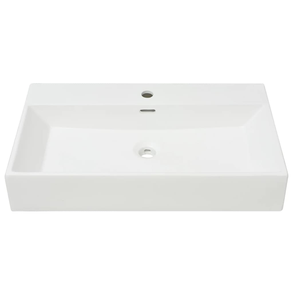 VidaXL Washbasin with taphole White 76x42.5x14.5 cm Muermiek