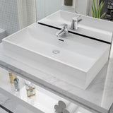 VidaXL Washbasin with taphole White 76x42.5x14.5 cm Muermiek