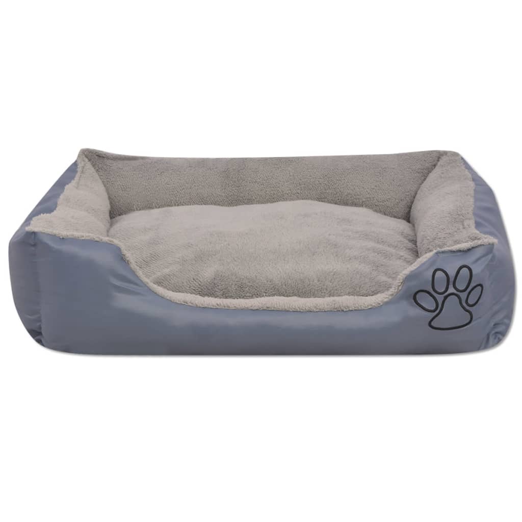 Vidaxl dog bed with padded cushion size l gray