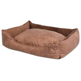 Almohada de cama para perros Vidaxl PU Tamaño de cuero artificial S beige