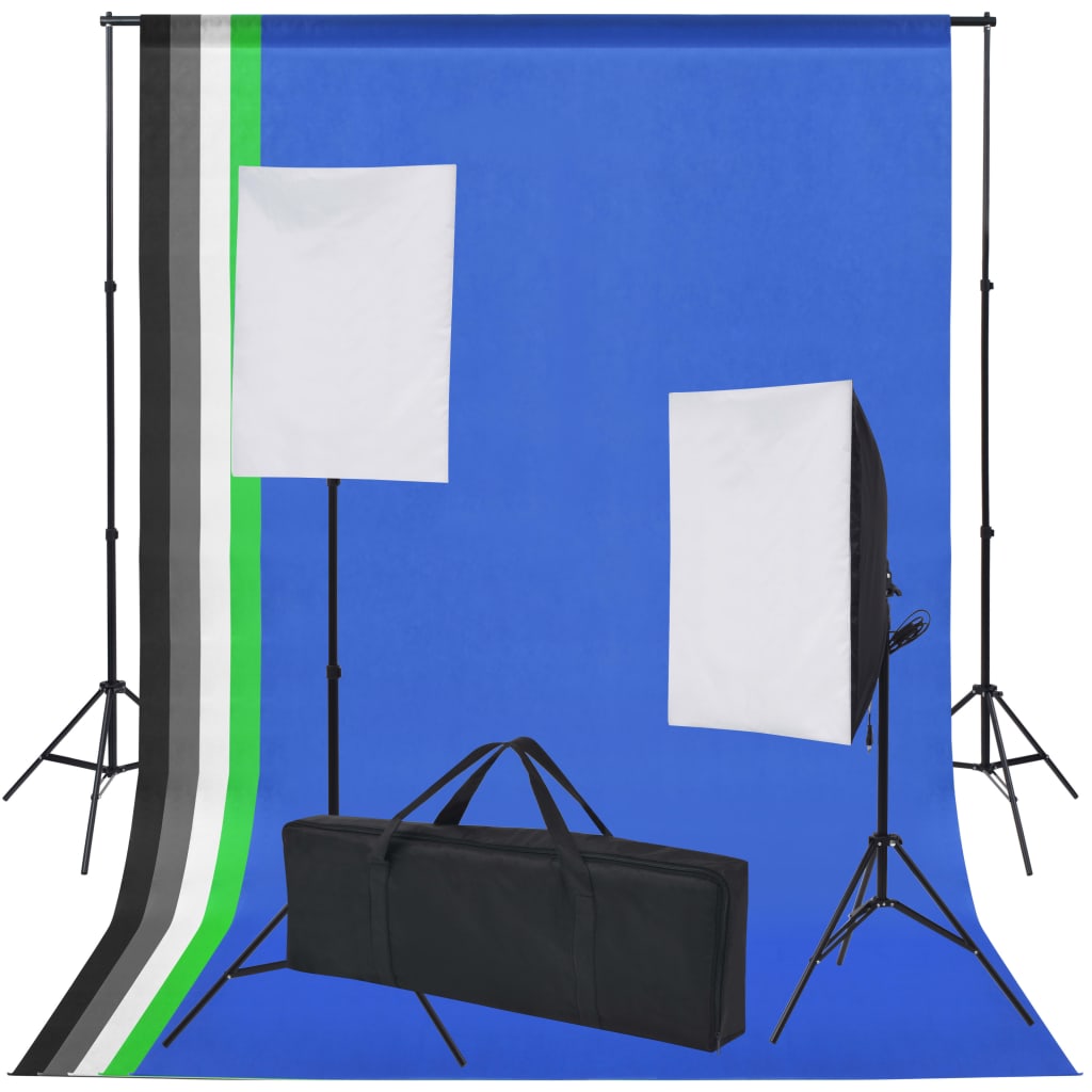 Vidaxl Photo Studio Set med 5 farget bakgrunn 2 softboxes