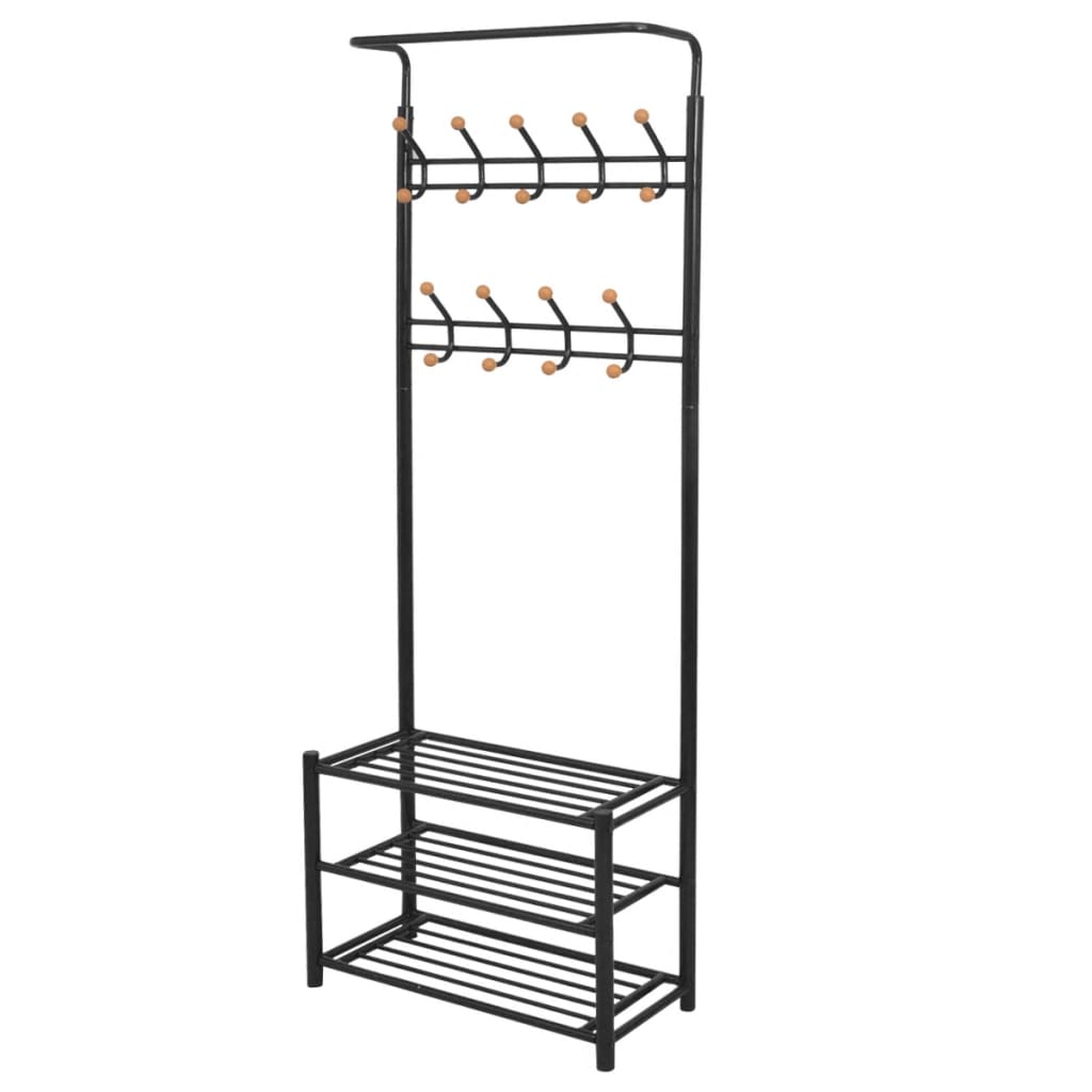 Vidaxl Relling Rack con almacenamiento de zapatos 68x32x182.5 cm Negro