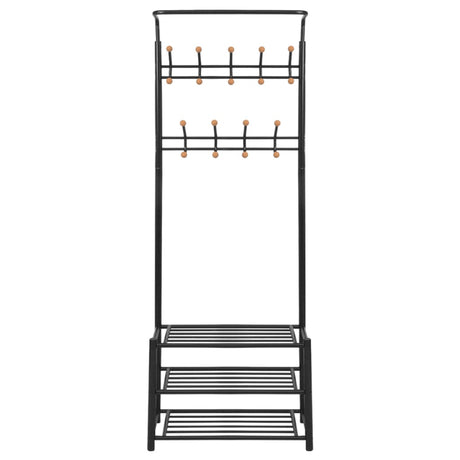 Vidaxl kledingrek met schoenenopberger 68x32x182,5 cm zwart