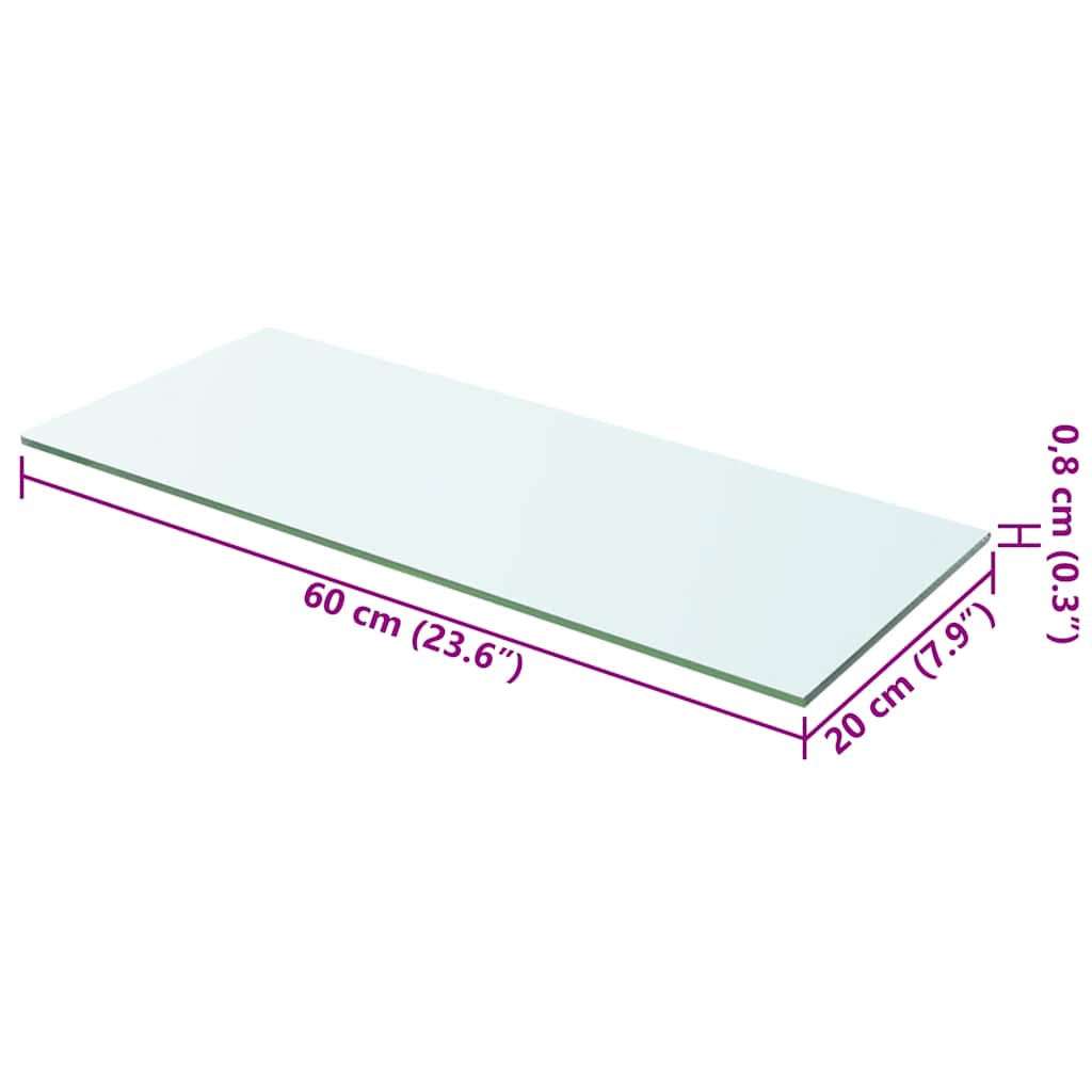 Vidaxl wandschap transparant 60x20 cm glas