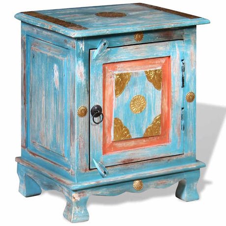 Vidaxl nachtkastje massief mangohout blauw
