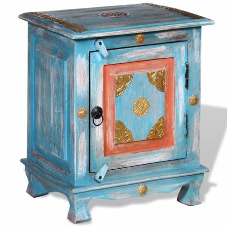 Vidaxl nachtkastje massief mangohout blauw