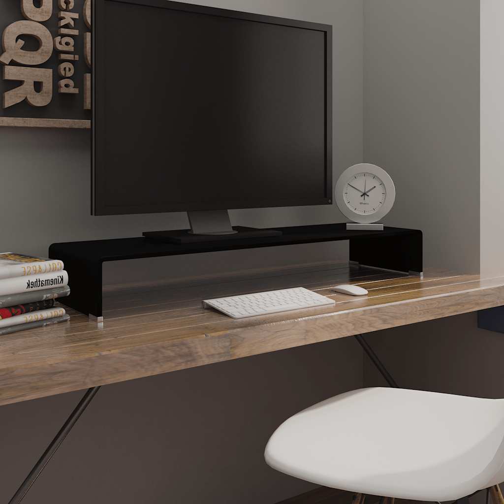 Vidaxl tv-meubel monitorverhoger zwart 100x30x13 cm glas