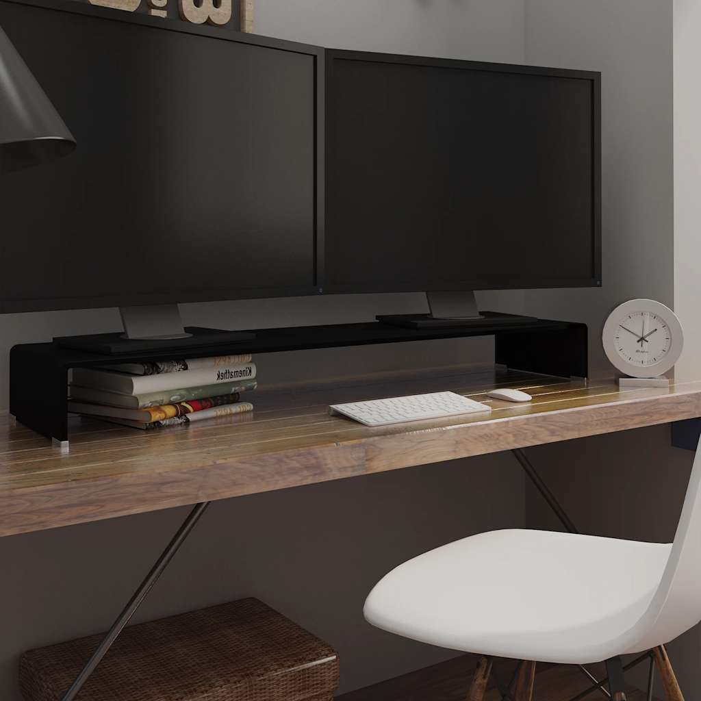 Vidaxl tv-meubel monitorverhoger zwart 120x30x13 cm glas
