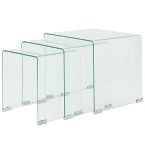 Vidaxl bijzettafel set 3-dlg transparant gehard glas