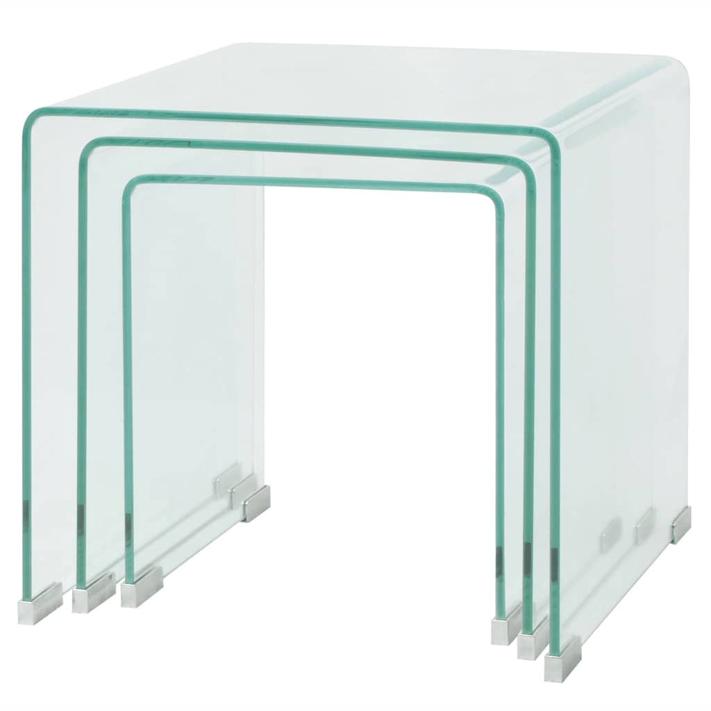 Vidaxl bijzettafel set 3-dlg transparant gehard glas