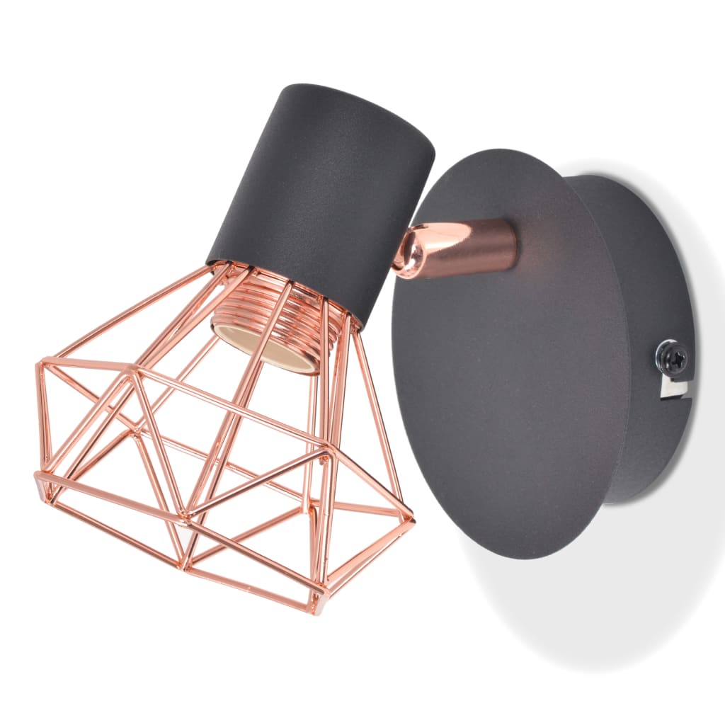 Vidaxl Wall Lampe E14 Black and Copper 2 Sts