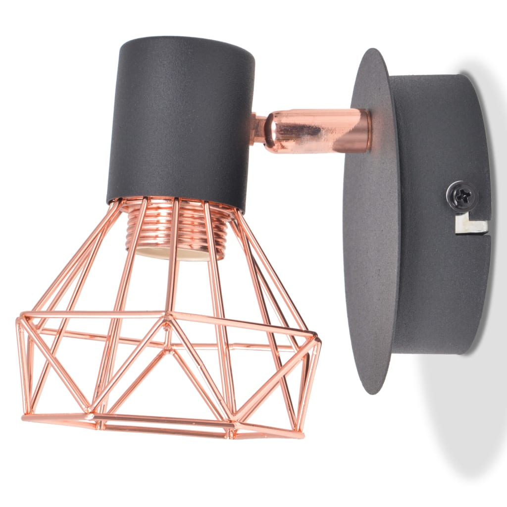 Vidaxl Wall Lamp E14 Black and Copper 2 m