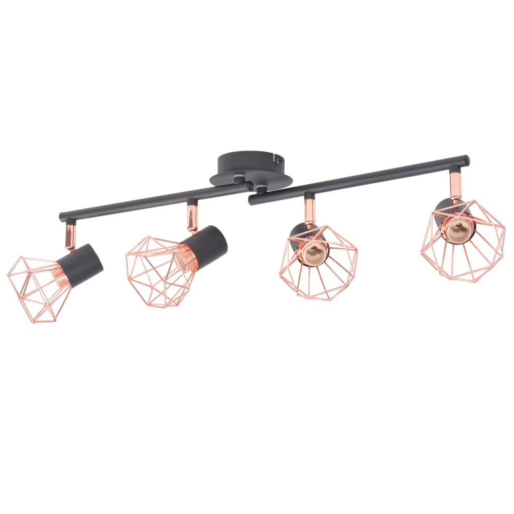 Vidaxl plafondlamp met 4 spotlights e14 zwart en koper