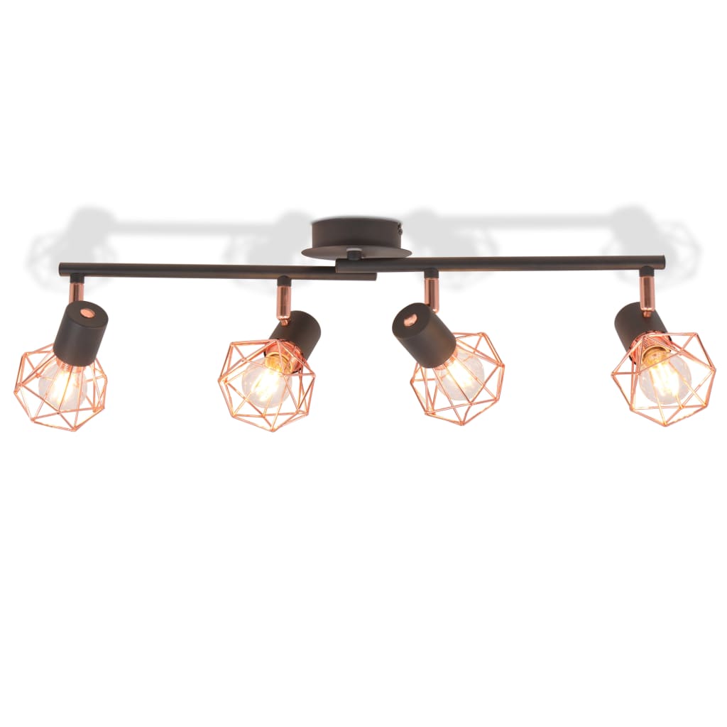 Vidaxl plafondlamp met 4 spotlights e14 zwart en koper