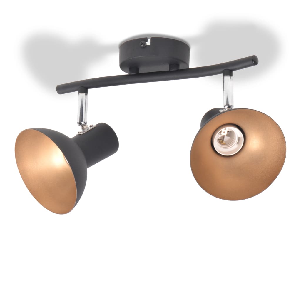 Vidaxl Deckenlampe für 2 Birnen E27 Schwarz und Golden