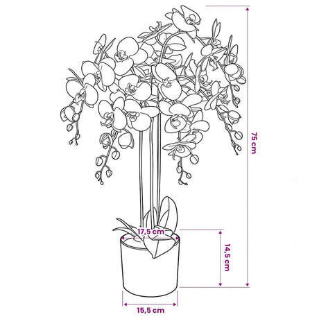 Vidaxl kunstplant met pot orchidee 75 cm wit