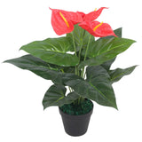 Planta Anthurium de Art Vidaxl con maceta 45 cm rojo y amarillo