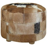 Vidaxl poef rond 50x50x45 cm geitenleer