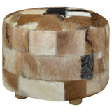 Vidaxl poef rond 50x50x45 cm geitenleer