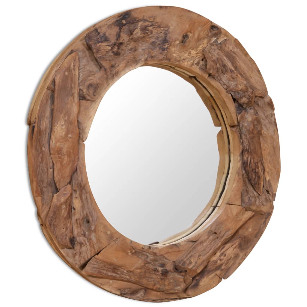 Miroir décoratif vidaxl autour de 80 cm de bois de teck