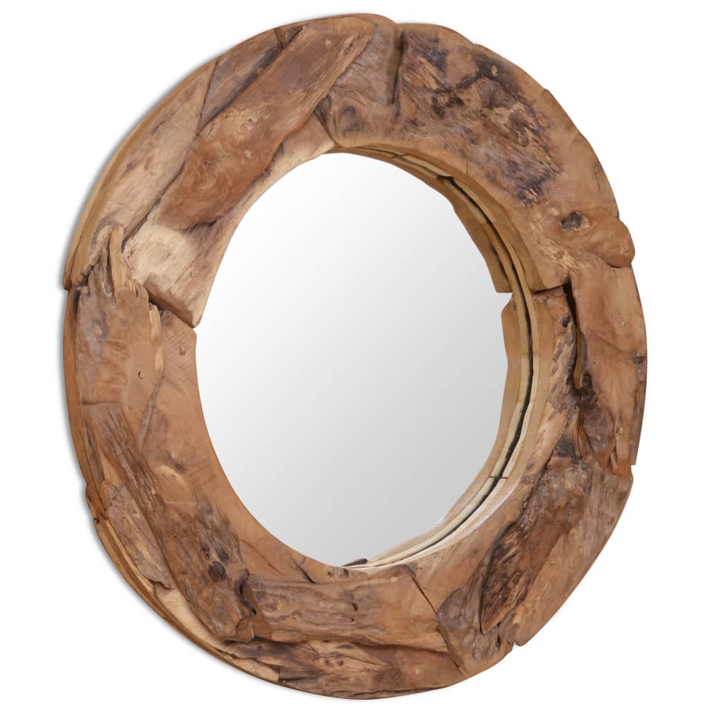 Miroir décoratif vidaxl autour de 80 cm de bois de teck