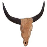 Vidaxl Bull Image Wall -Montert 69x6x60 cm teak tre