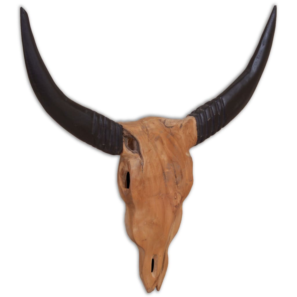 Vidaxl Bull Image Wall -Montert 69x6x60 cm teak tre