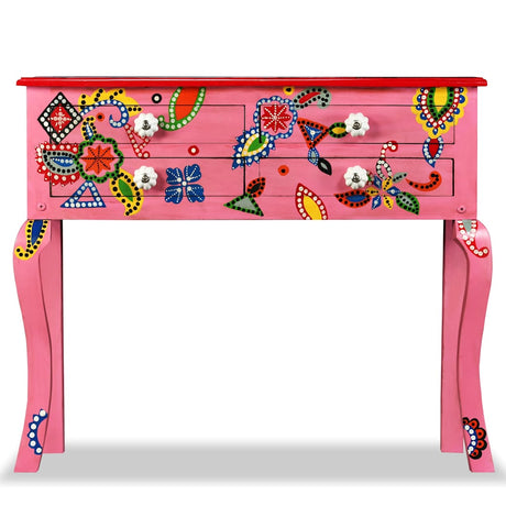 Vidaxl wandtafel handgeschilderd massief mangohout roze