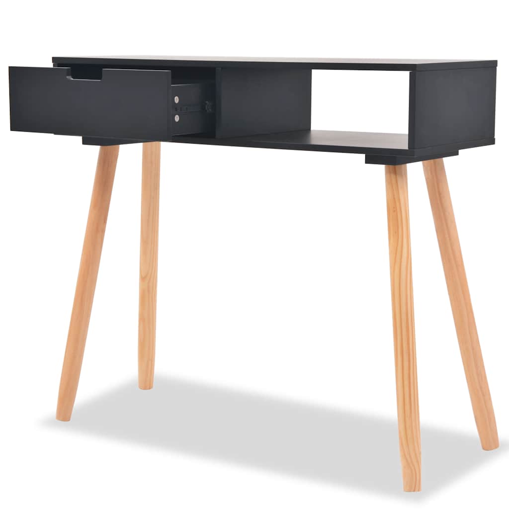 Vidaxl wandtafel 80x30x72 cm massief grenenhout zwart