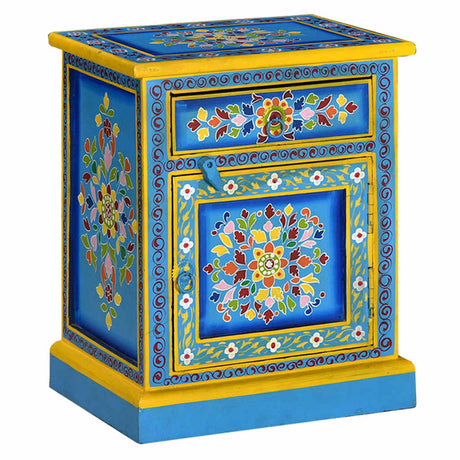 Vidaxl nachtkastje handgeschilderd massief mangohout turquoise