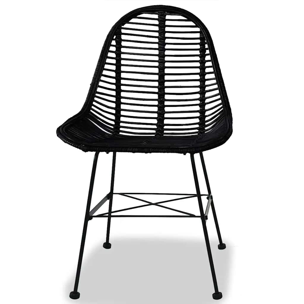 Vidaxl eetkamerstoelen 2 st natuurlijk rattan zwart