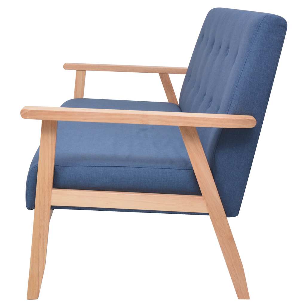 Vidaxl driezitsbank stof blauw