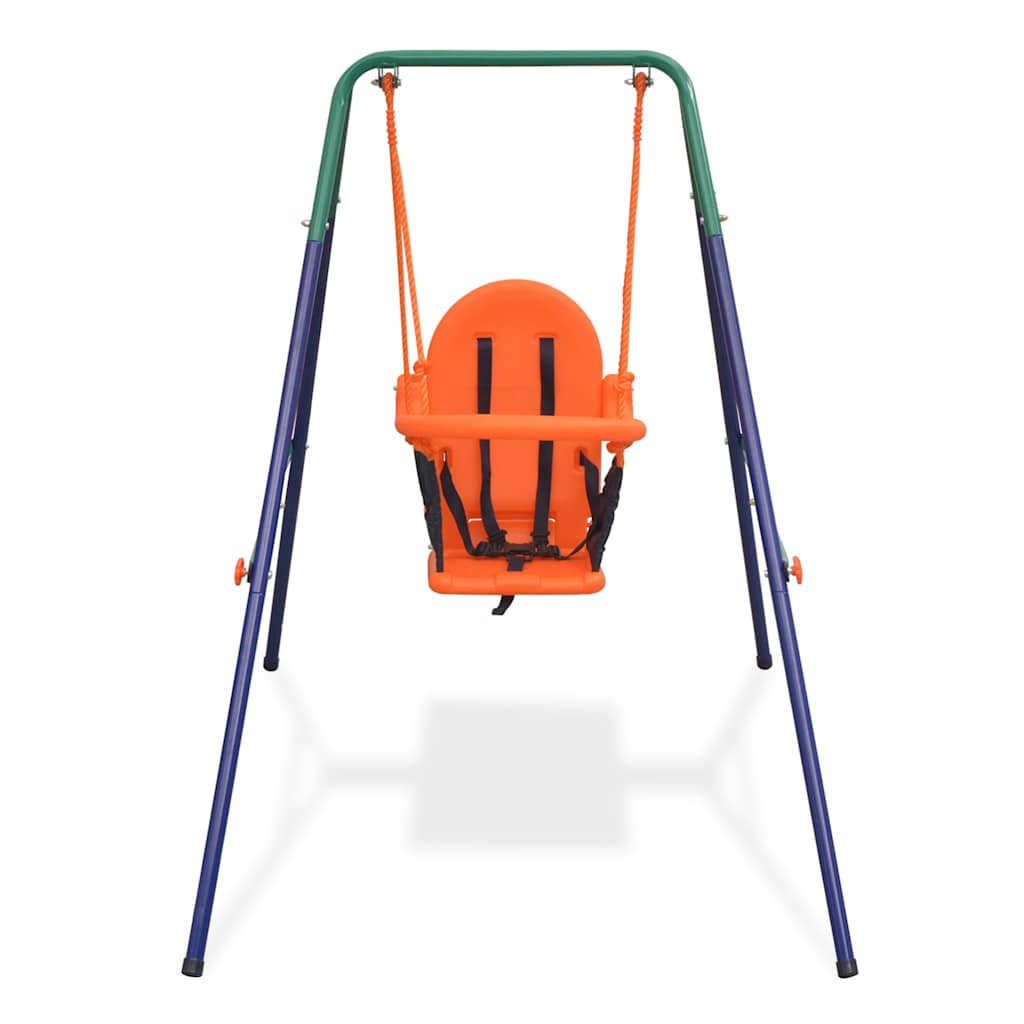 Vidaxl toddler swing set with safety harness orange