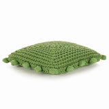 Vidaxl plaid kussen basketweave met kussen groen 50 x 50 cm katoen