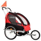 Vidaxl bicycle trailer and pram 2-in-1 black and red