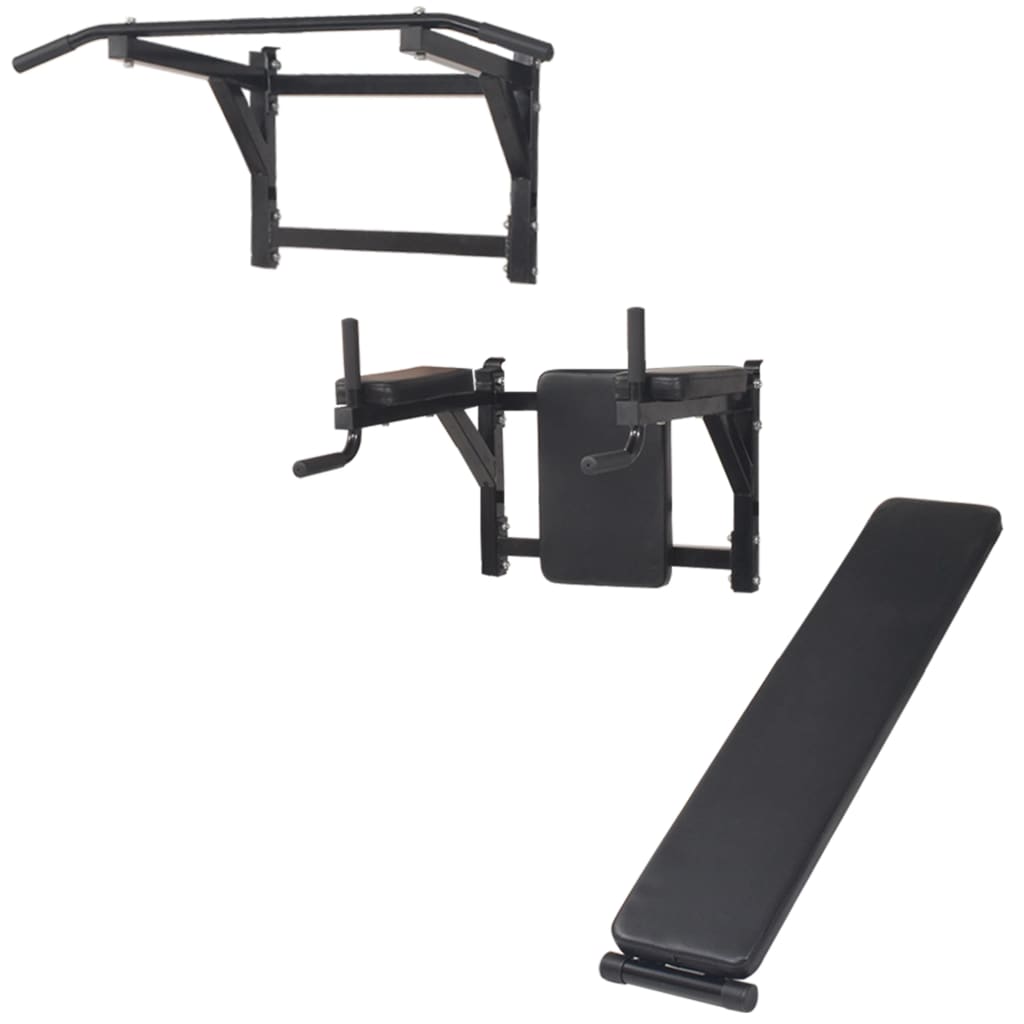 Vidaxl Fitness Device Wall -Mounted Black