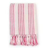 Vidaxl Plaid stripes 220x250 cm cotton pink and white