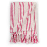 Vidaxl Plaid stripes 220x250 cm cotton pink and white